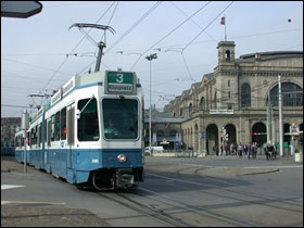 Ældre sporvogn i Zürich